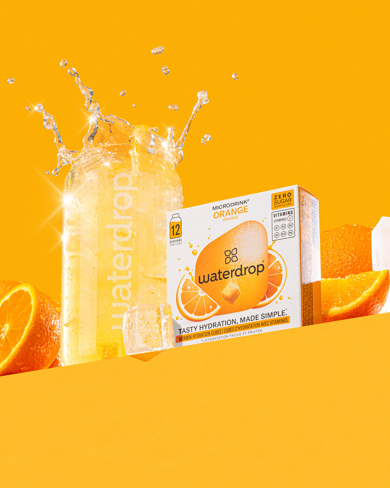 Family Hydration Set: Waterdrop bottle with orange Microdrink cubes.