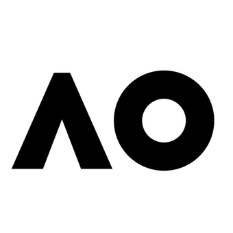 Czarne logo z stylizowanym trójkątem i kołem.